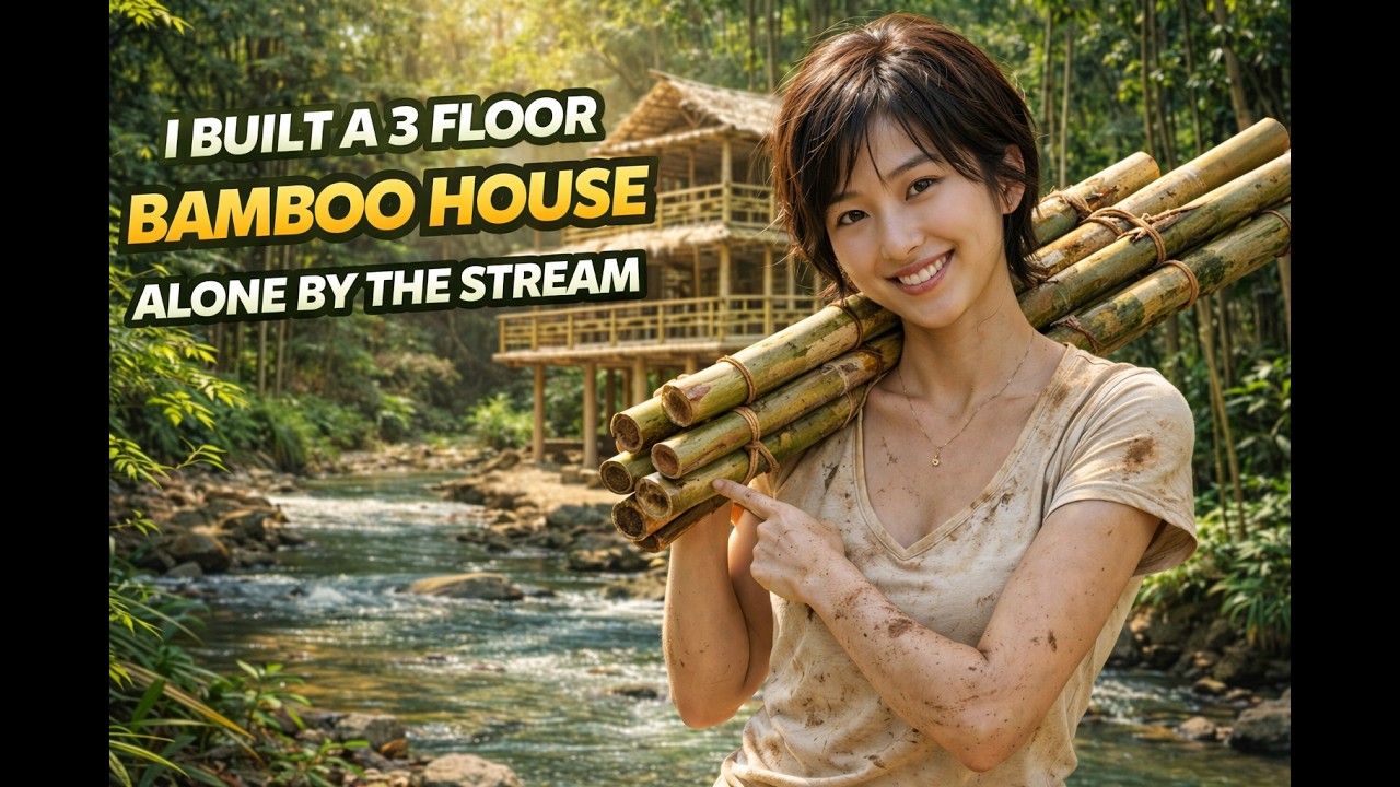 Building a 3 Story Bamboo House Alone in the Jungle - YouTube