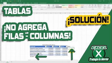 SOLUCIONAR EL AGREGAR FILAS Y COLUMNAS EN UNA TABLA DE EXCEL