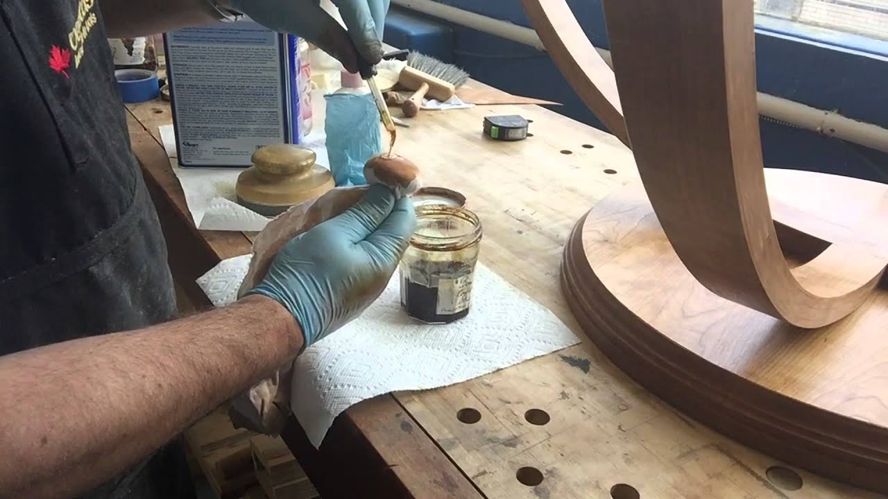 Sunburst mahogany veneered table with shellac finish - YouTube