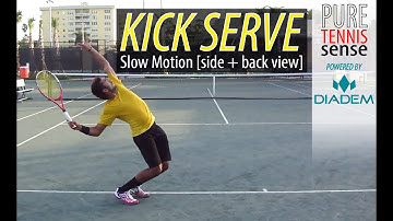 Topspin Kick Serve Slow Motion [Side and Back View]