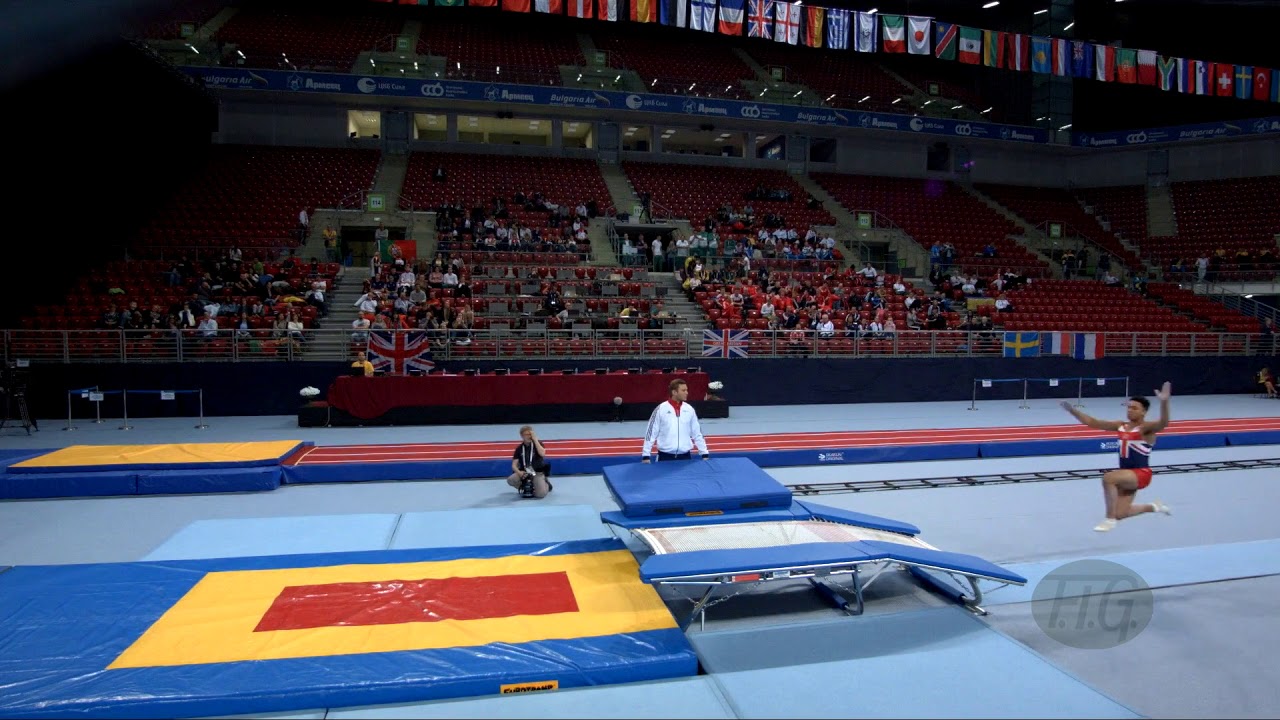 Youtube video: NODEN Reece (GBR) - 2017 Trampoline Worlds, Sofia (BUL) - Qualification Double Mini Routine 2