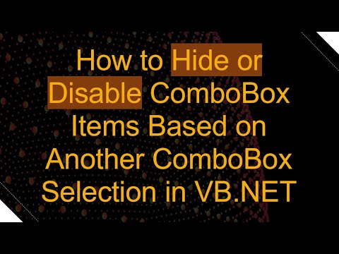 How to Hide or Disable ComboBox Items Based on Another ComboBox Selection in VB.NET