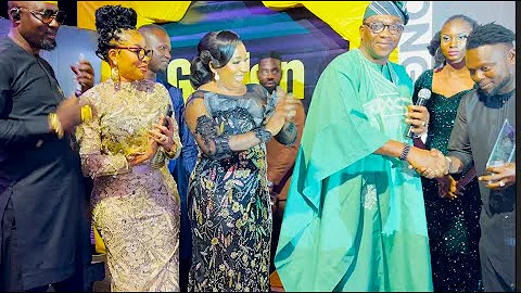 Mide Martins,Actress Lizzy Anjorin, And Her Husband Step On Stage To Present The Award To Kunle Afod