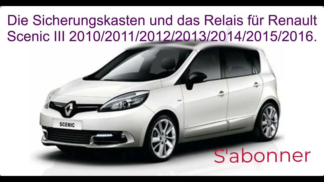 Die Sicherungskasten und das Relais für Renault Scenic III  2010/2011/2012/2013/2014/2015/2016. 