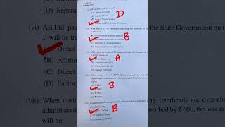 [MCQ Answer] CMA Inter Paper 8, June 2026 | Cost Accounting #cmaintercost #cmainter