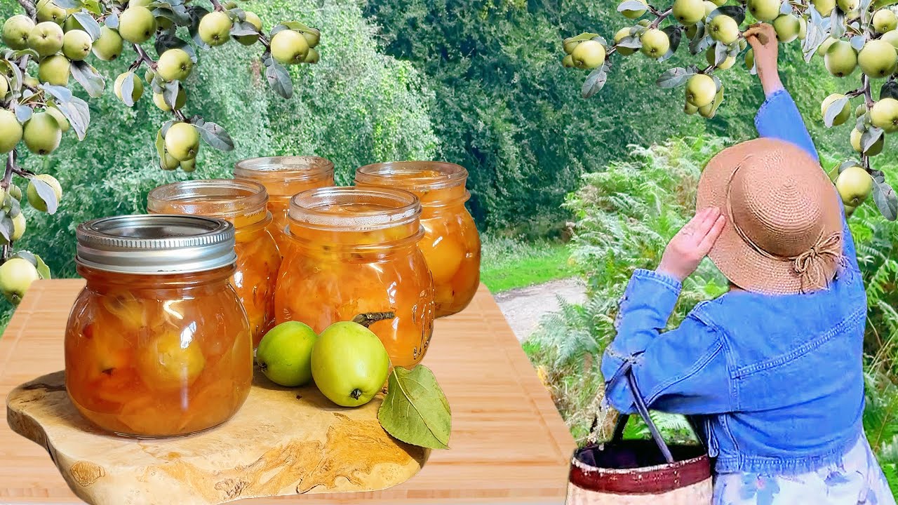 Picking Wild Green apples and crabapples - Green Apple Jam 🍏 Countryside Life Vlogs 