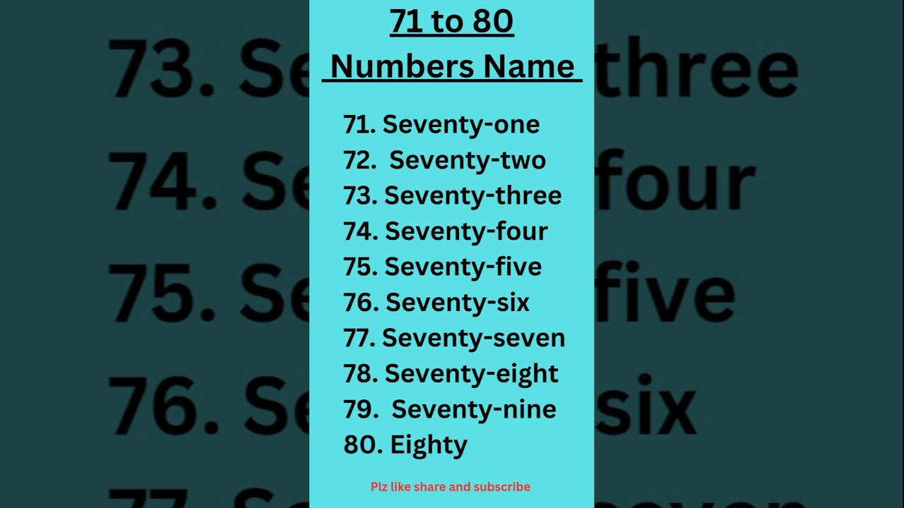71 to 80 numbers name || Numbers || 71-80 number name 