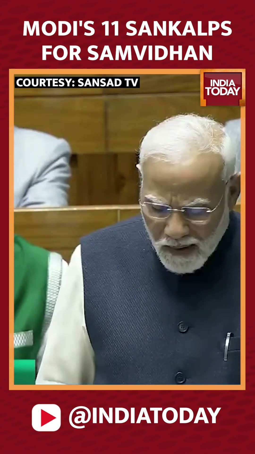 PM Modi Pledges '11 Sankalps Of Samvidhan', Terming Them As Path For 'Viksit Bharat 2024' #shorts