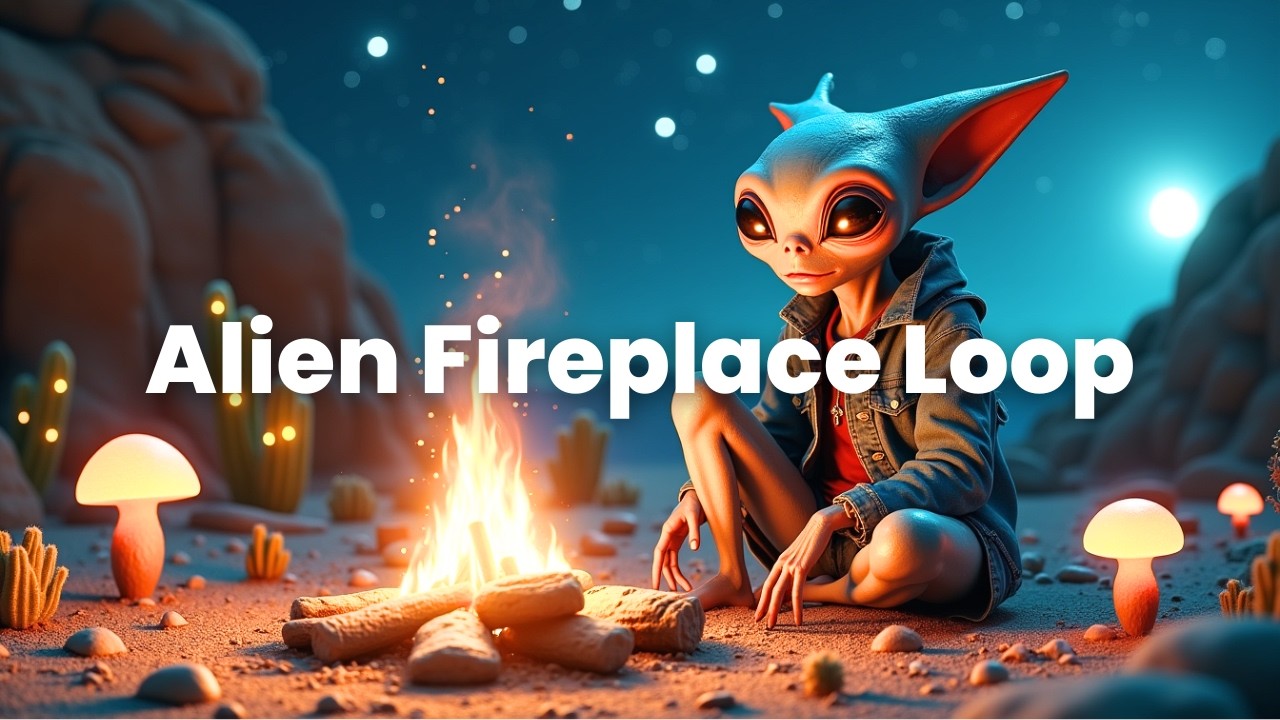 Alien Yule Log | Cozy Fireplace with an Extraterrestrial Twist