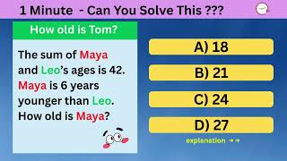 Math IQ Test? Solve Before Time Runs Out #2 ⏰(with explanation)
