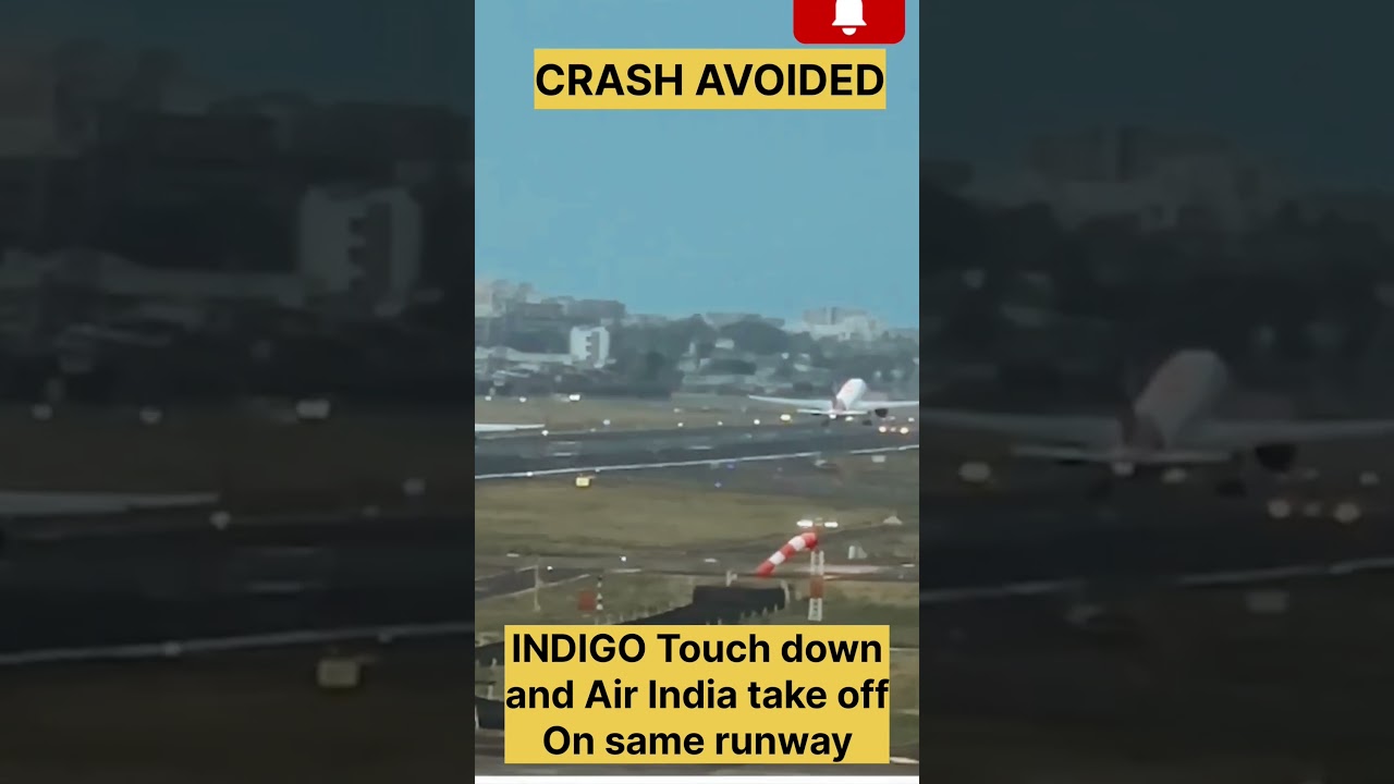 Air Crash Avoided,  aeroplane landing on the same runway 