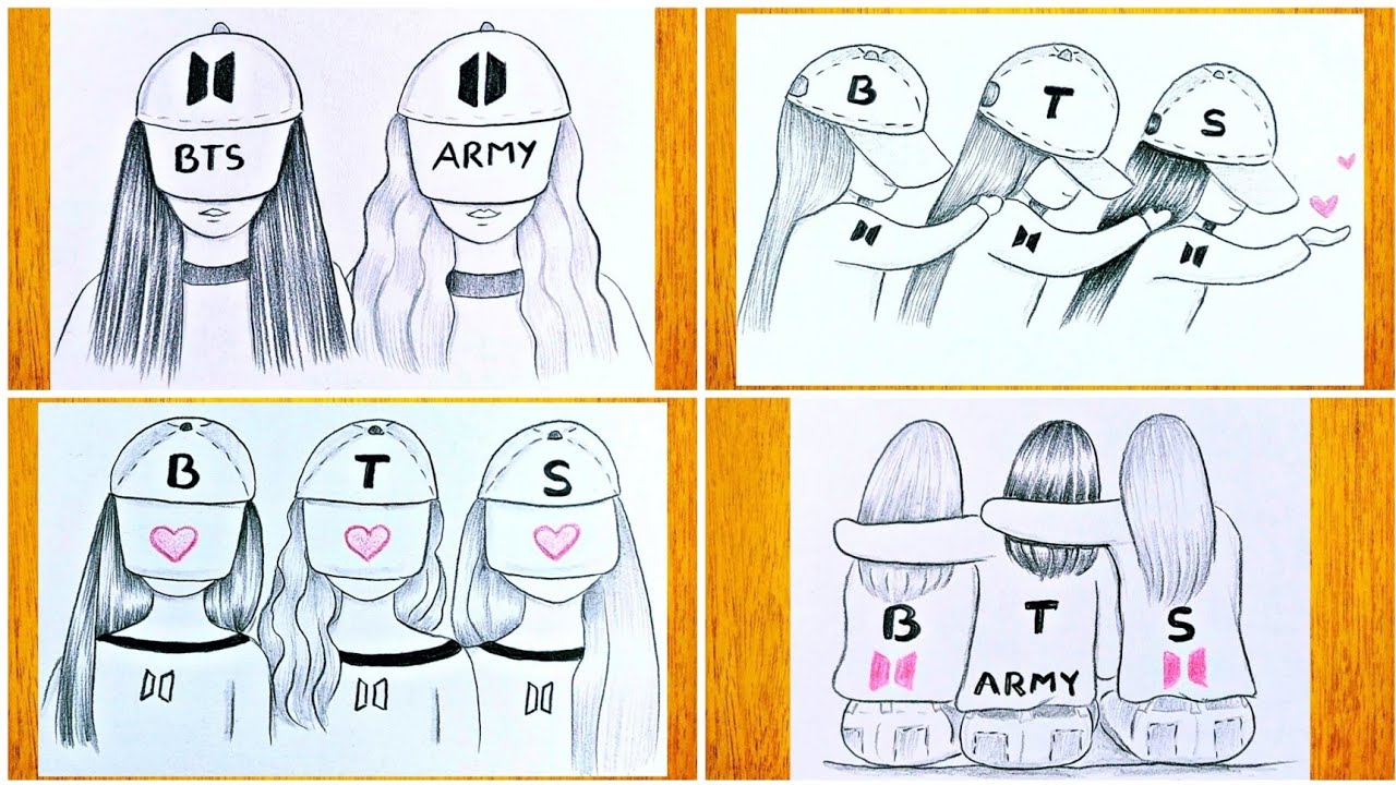 Recopilación de dibujos a lápiz BTS Army mejores amigas / Mejores dibujos a  lápiz con mejores amigas - thptnganamst.edu.vn