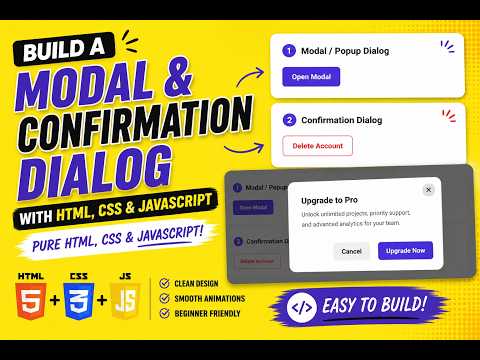 Build a Modal & Confirmation Dialog with HTML, CSS & JavaScript