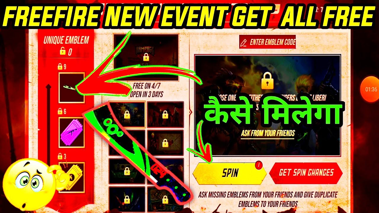 Freefire New Spin & Collect Emblem Token Event Full Details | Freefire New Event Today