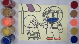 Colored Sand Painting Dentist learn drawing coloring for Kids And Toddlers