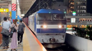 JR貨物EF210形0番台11号機+コキ23B(両)が北朝霞駅を通過するシーン(5069レ・岡A12・コンテナ輸送)