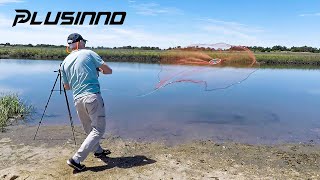 easy big american fishing nets cast net with aluminum frisbee 4ft-12ft Radius Saltwater Casting for Bait Trap Fish Throw Monofilament Line Steel Chain Sinker 3/5 Inches Mesh Size -4FT : Sports & Outdoors Instructional Video of Throwing the