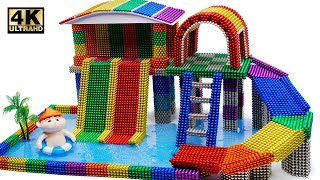 DIY - How To Build Swimming Pool Playground From Magnetic Balls (Satisfying) | Magnet World 4K