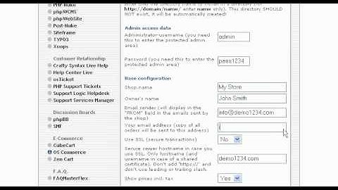 Install OSCommerce using Fantastico