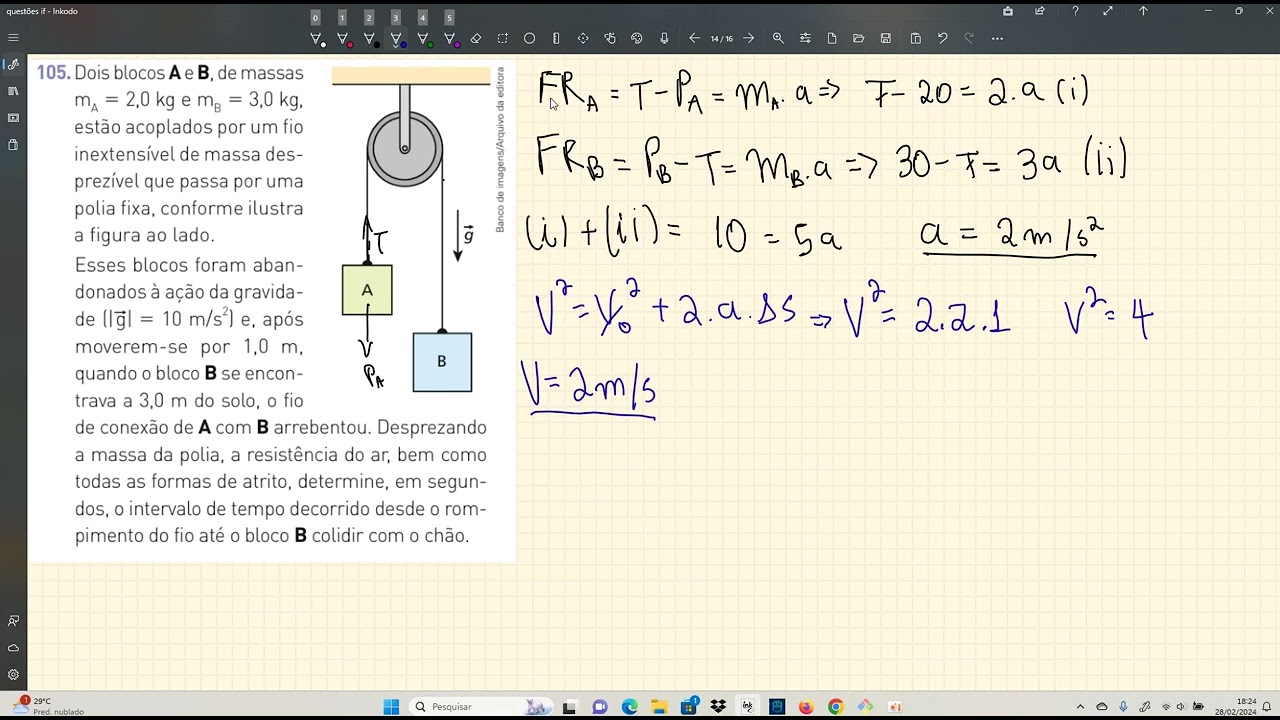 questão 105 Tópicos de Física 1(2020)