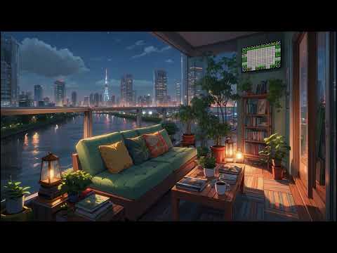 Noche Acogedora de Lectura 📖 Chill Lofi Beats con Vista a la Ciudad 🌃
