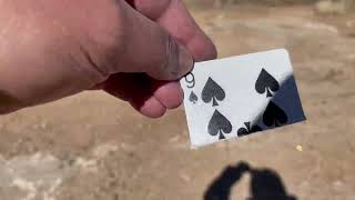 Splitting a playing card at 10 meters with a Colt Python