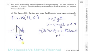 EDEXCEL  S1 JUNE 2017 GCE Q5a,b Normal Distribution