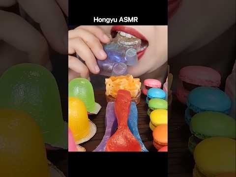 RAINBOW DESSERTS *<strong>FROZEN</strong> MAGIC BEAR, EDIBLE SPOONS 마술 곰돌이 #shorts #mukbang  #먹방 #rainbow #hongyu