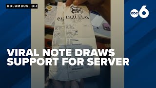 Restaurant receives community support after offensive note left for server goes viral