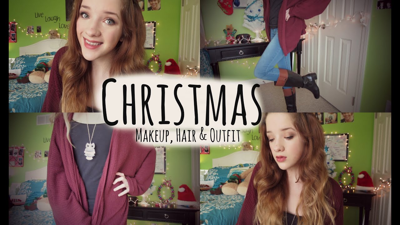 Christmas Makeup, Hair & Outfit! ♡