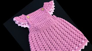 Crochet dress for girls 018M, Easy crochet baby dress, Crochet for  Baby