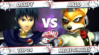 GOML 2025 - Ossify (Marth) Vs. Aklo (Fox) Smash Melee - SSBM