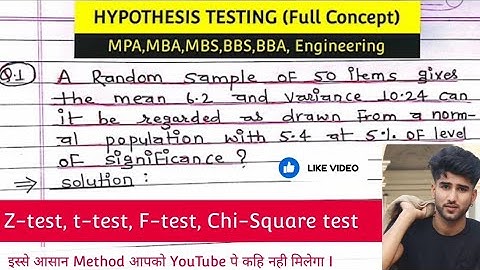 Hypothesis Testing Problems - Z Test & T Statistics - One & Two Tailed Tests 2 || problem 1