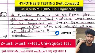 Hypothesis Testing Problems - Z Test T Statistics - One Two Tailed Tests 2 Problem 1