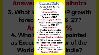Current Affairs 2026 #gkshorts #competitiveexam #shorts #gk #mcq