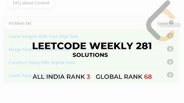 LeetCode Weekly Contest 281 | India Rank 3 | Solutions | Screencast