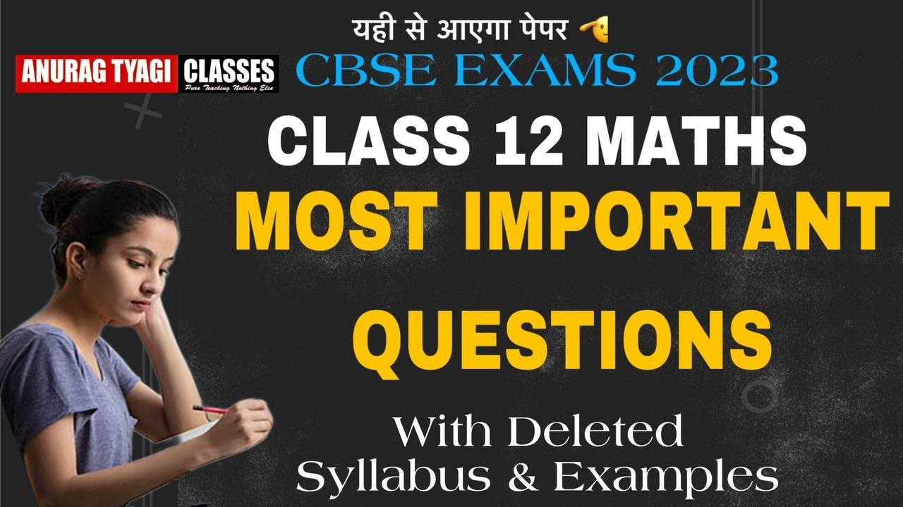 Class 12 Maths Most Important Questions | Class 12 Maths in 1 Shot ...