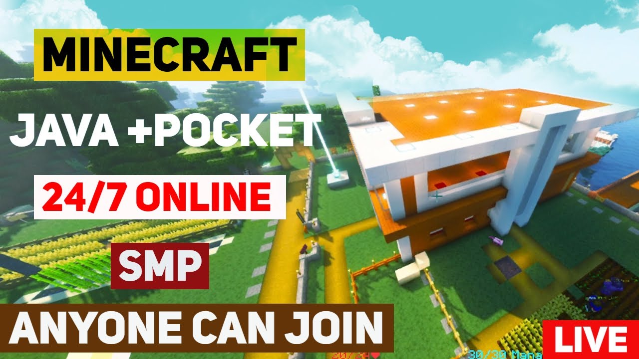 Minecraft PE Live | JAVA +Pocket 24/7 Online SMP | AnyOne Can Join ...