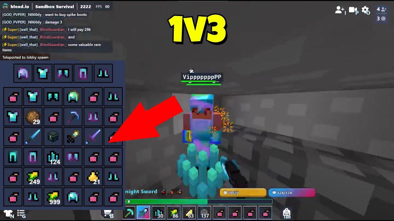 Bloxd.io Survival Got a Lot Of Enchanted Armour + 20 KIll , 1v2, 1v3 ( Survival 2222 )