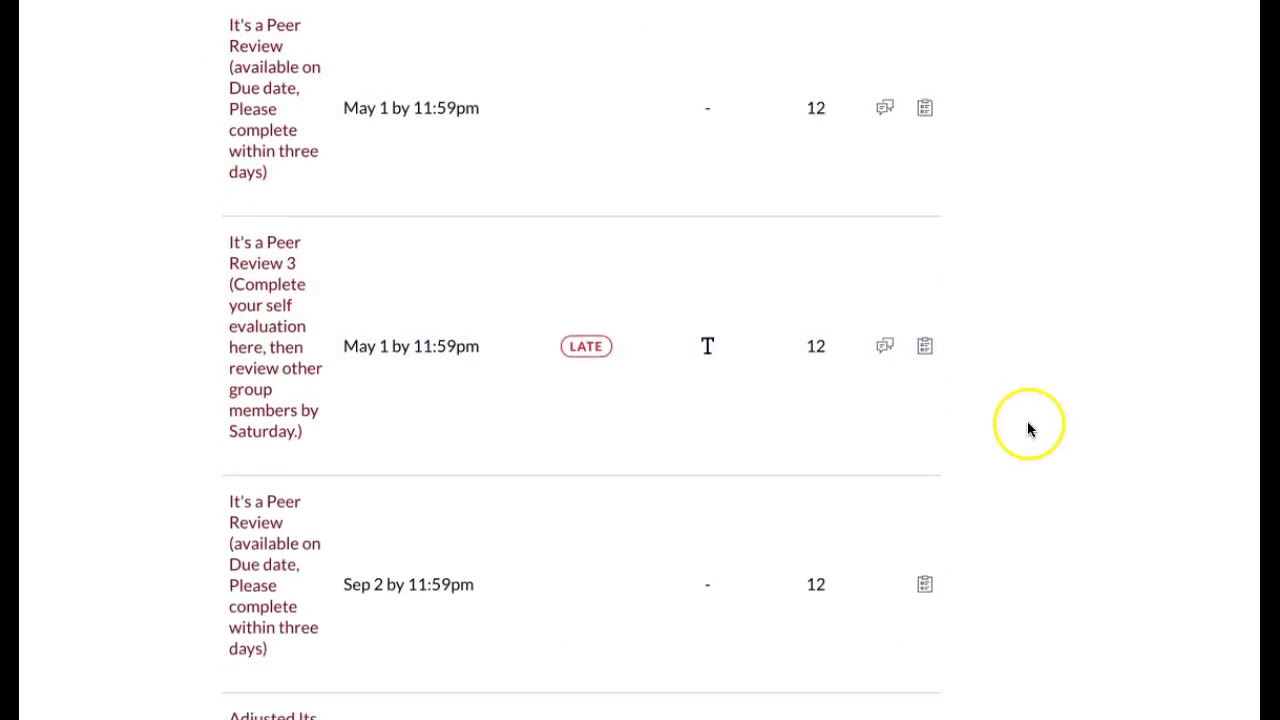 Viewing feedback from Canvas Peer Review YouTube