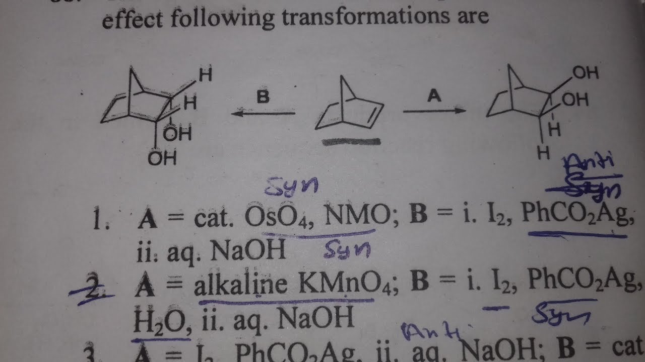 Csir net chemical science solved question june 2017 ,Woodward reaction and prevost reaction in hindi