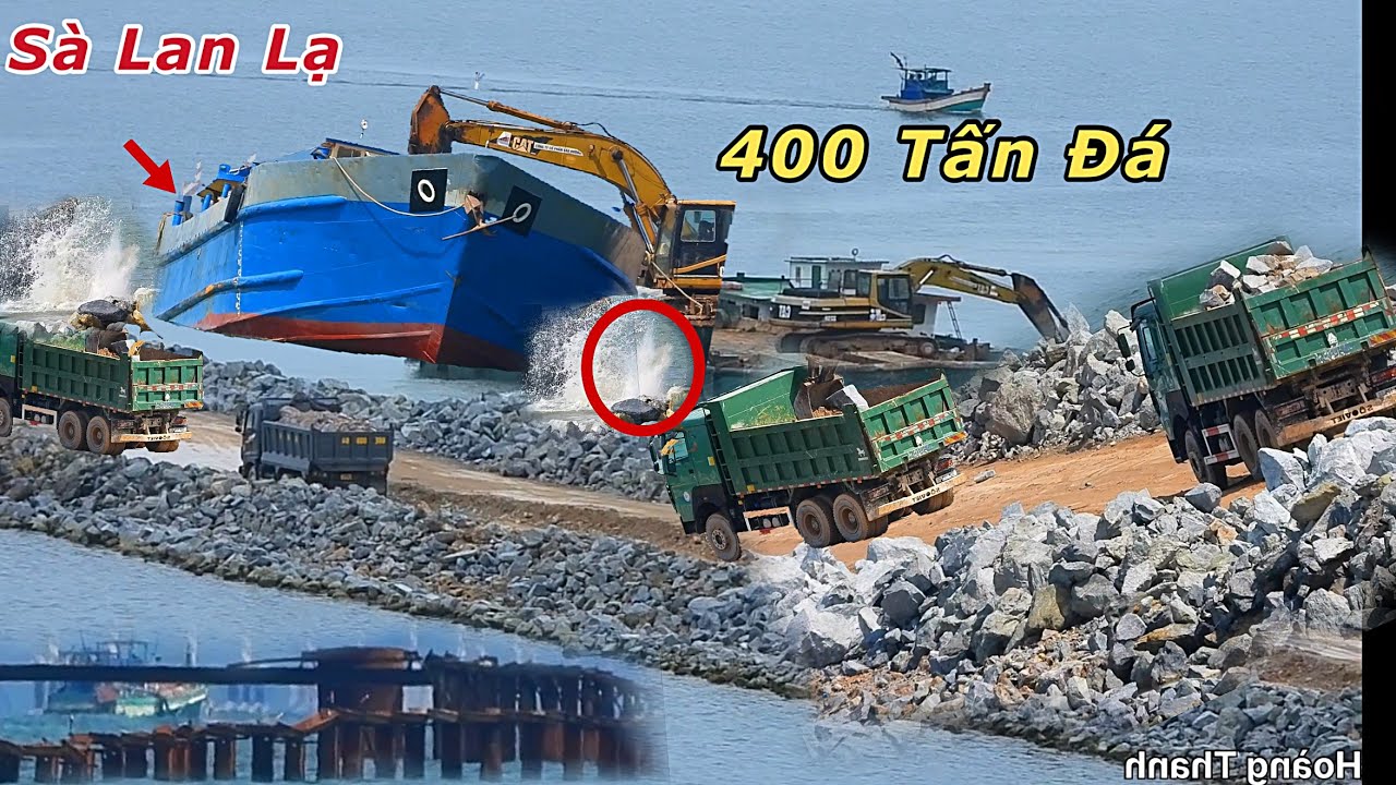 Đường Vượt Biển Hà Tiên, Sà Lan lạ chở 400 tấn đá gấp ra lấn biển cho kịp tiến độ