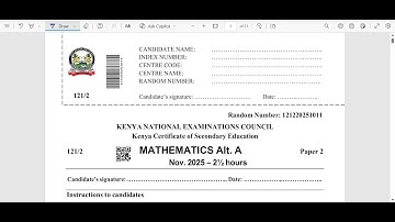 MATHS PAPER 2, SECTION 1 : KCSE 2025 REVISION