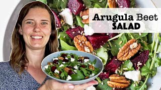 Arugula Beet Salad with Creamy Balsamic Dressing