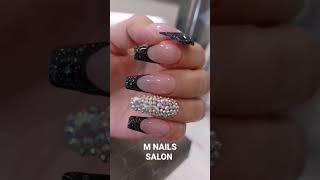 Black French diamond M Nails Salon