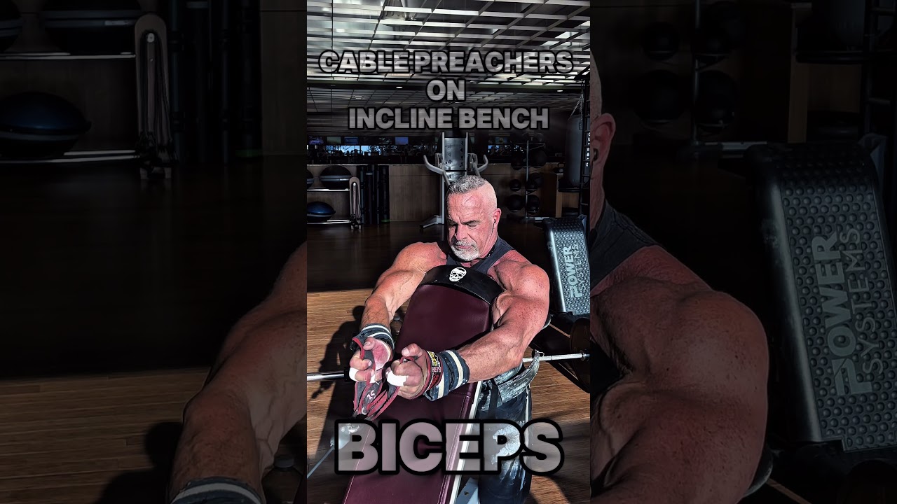 CABLE PREACHERS ON INCLINE BENCH #workout #motivation #muscle #workouttips #exercise