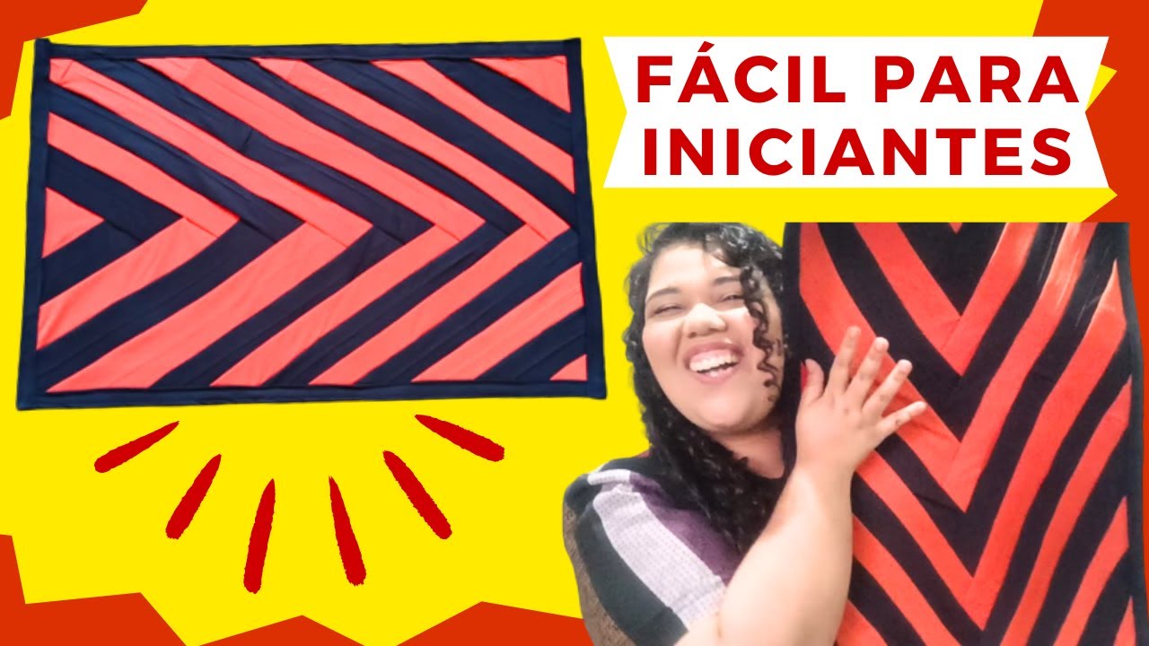TAPETE DE TIRAS DE MALHA FÁCIL PARA INICIANTES  PASSO A PASSO NA MAQUINA DOMÉSTICA COM RETAHOS
