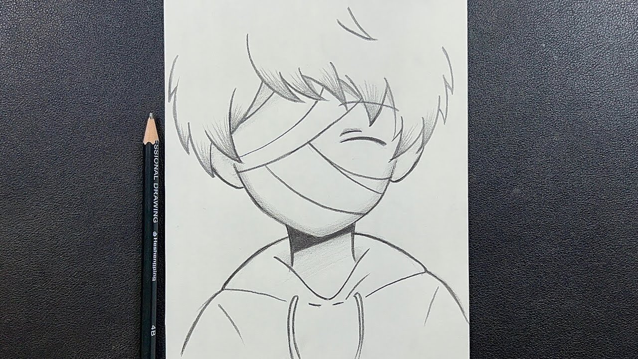 Easy anime drawing, how to draw anime boy wearing a mask easy step-by-step  