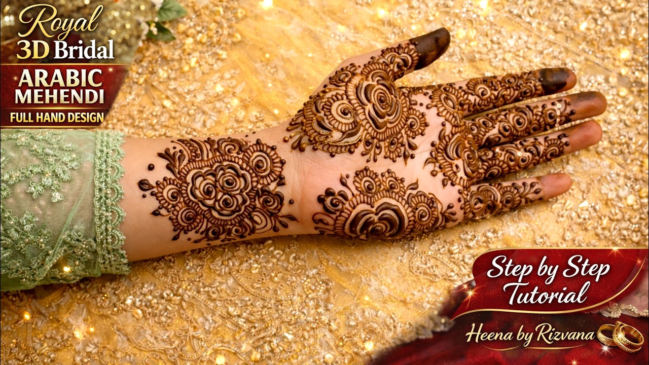 Royal 3D Bridal Arabic Mehendi Design | Full Hand Wedding Special | Heena by Rizvana
