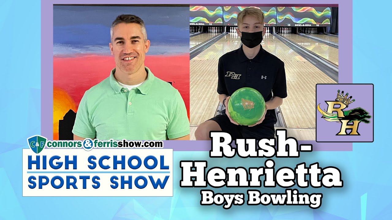 RushHenrietta Bowling Coach Usselman with Keaton Ostrowski Connors